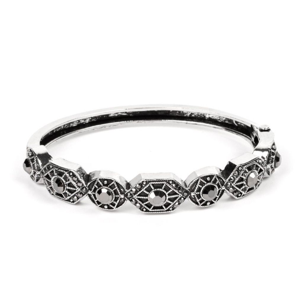 Paparazzi Silver and Black Intricate Bracelet Eye-Opening Opulence Jewelry